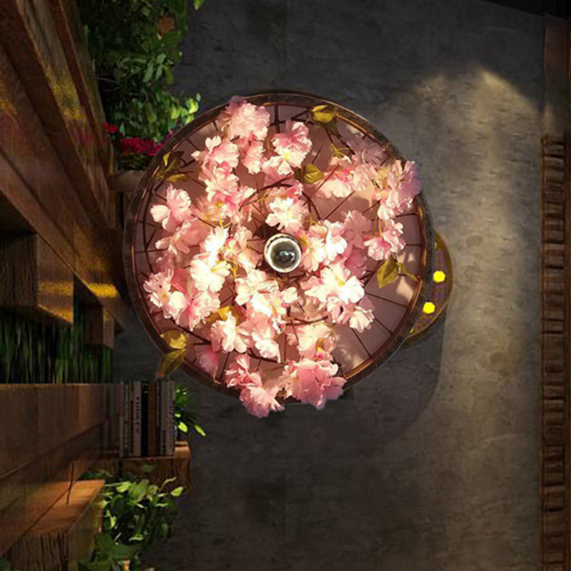 Siopsrl| LED Wall Light Industrial Restaurant Flower Wall Mounted Fixture with Wheel Metal Shade in Black, 12.5"/19"/23" Diameter