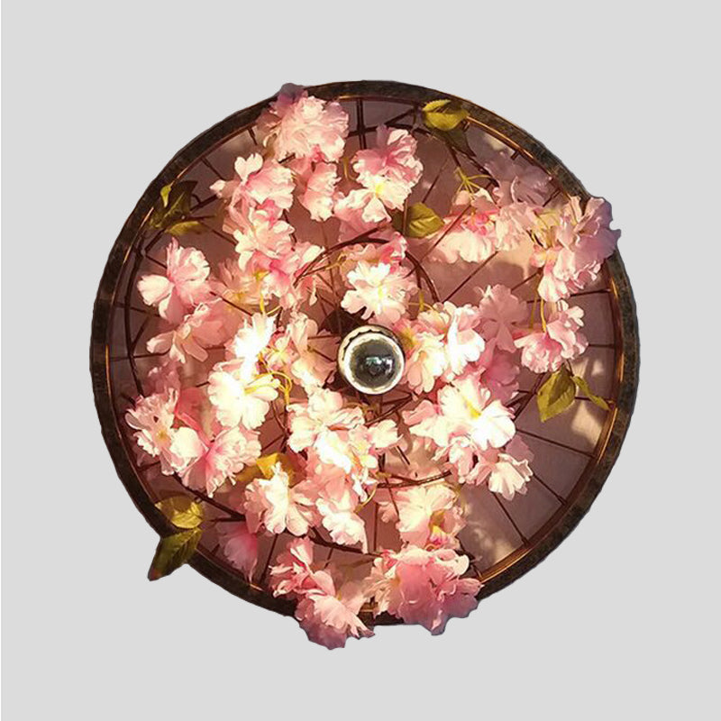 Siopsrl| LED Wall Light Industrial Restaurant Flower Wall Mounted Fixture with Wheel Metal Shade in Black, 12.5"/19"/23" Diameter