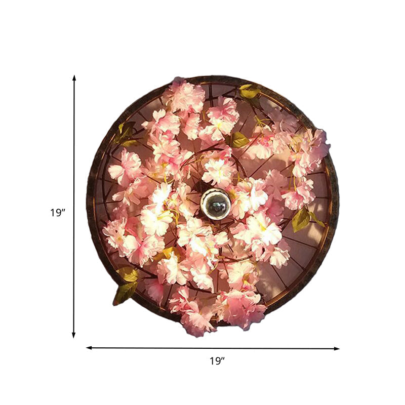 Siopsrl| LED Wall Light Industrial Restaurant Flower Wall Mounted Fixture with Wheel Metal Shade in Black, 12.5"/19"/23" Diameter