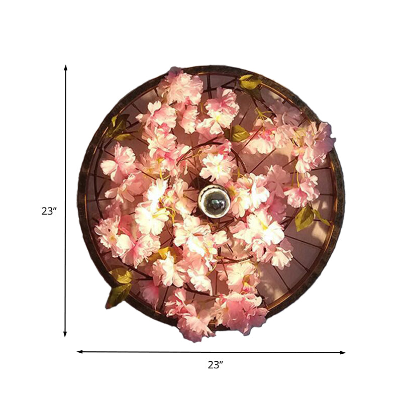 Siopsrl| LED Wall Light Industrial Restaurant Flower Wall Mounted Fixture with Wheel Metal Shade in Black, 12.5"/19"/23" Diameter