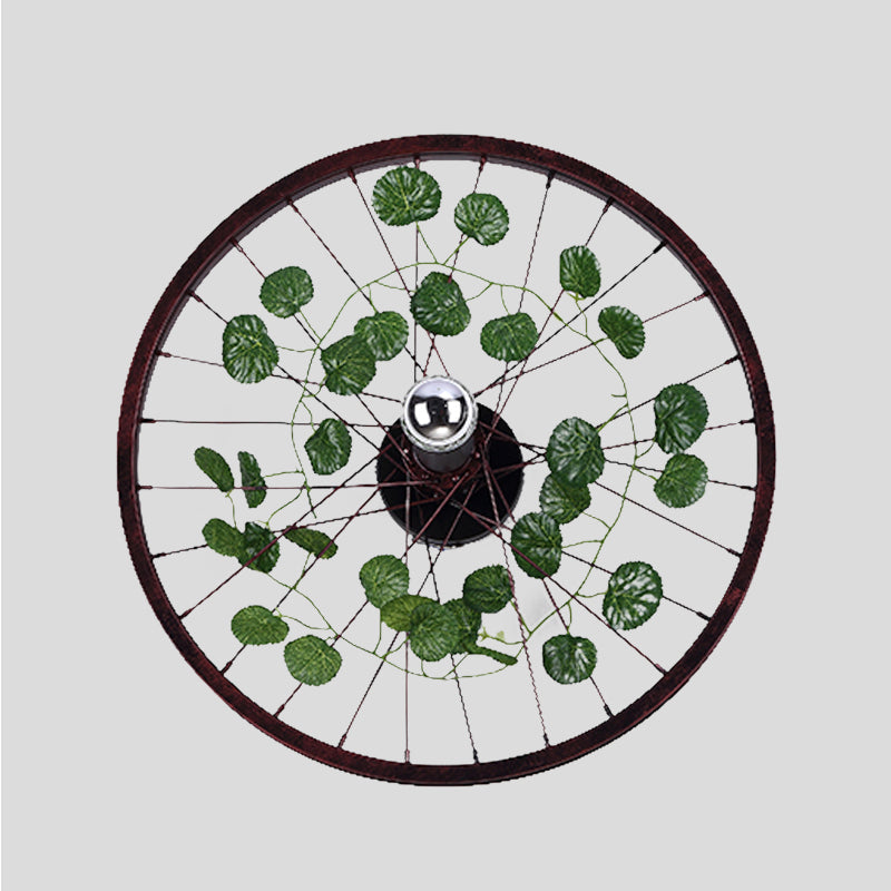 Siopsrl| Rust Wheel Wall Light Industrial Metal 1 Bulb Restaurant LED Plants Wall Mount Lamp, 12.5"/18"/21.5" Diameter