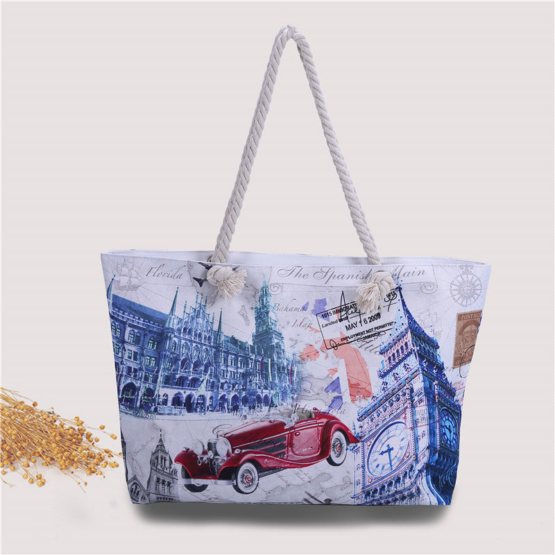 Siopsrl | Large beach bag with nostalgic Paris motif Siopsrl
