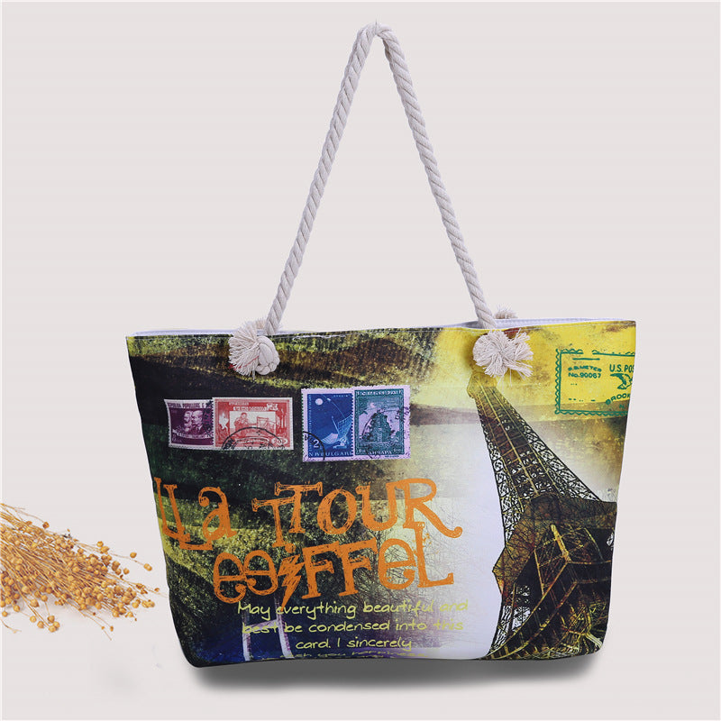 Siopsrl | Large beach bag with nostalgic Paris motif Siopsrl