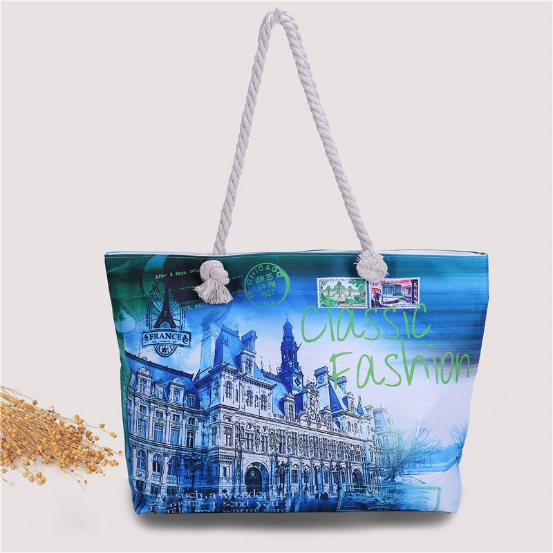 Siopsrl | Large beach bag with nostalgic Paris motif Siopsrl