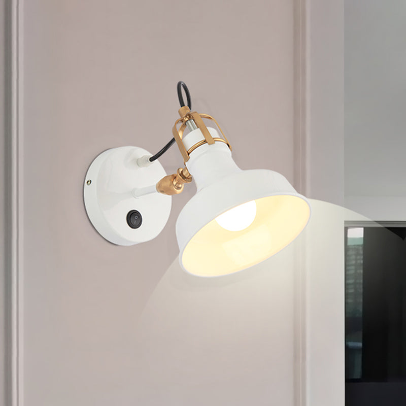 Siopsrl| White Barn Wall Sconces Lighting Contemporary Metallic 1 Light Wall Mounted Fixture with Switch