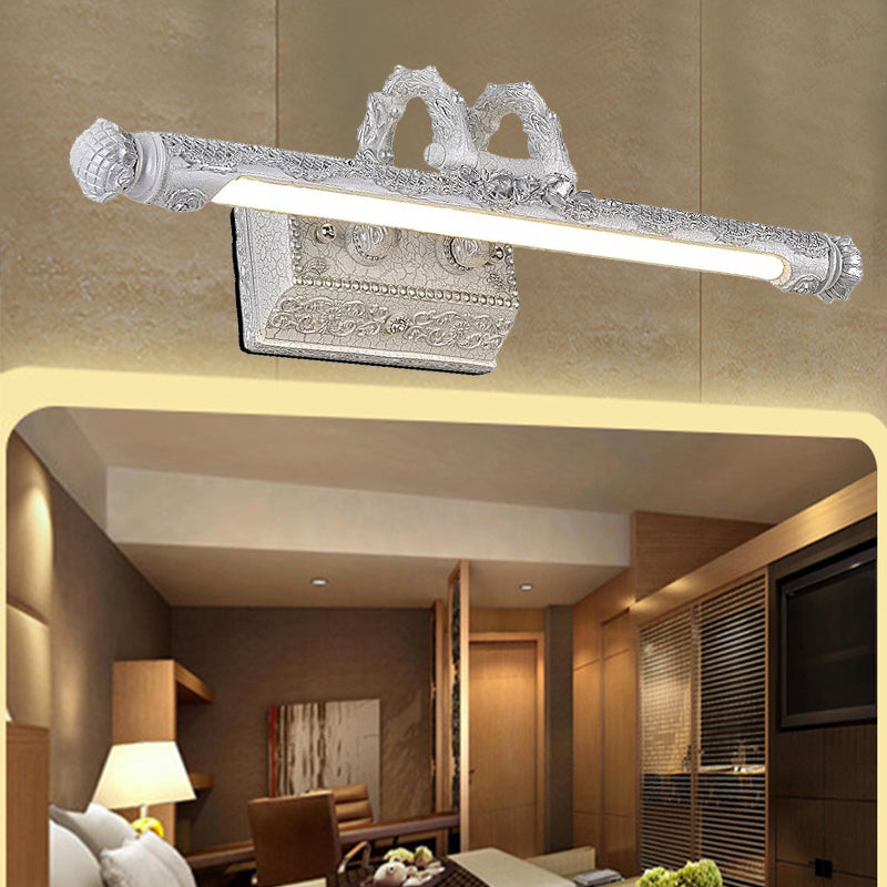 Siopsrl| Vintage LED Wall Light with Metal Shade White Etched Tube Vanity Wall Light for Bathroom, 20.5"/23.5" Width
