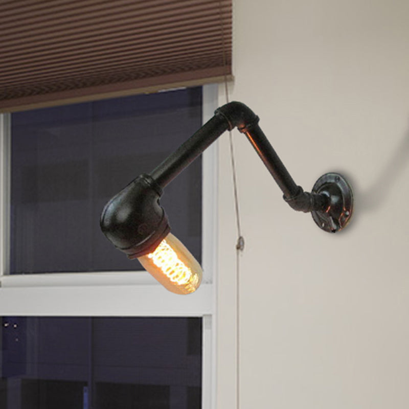 Siopsrl| Black version 1 bulb wall light fixture industrial style metal pipe wall lighting for living room