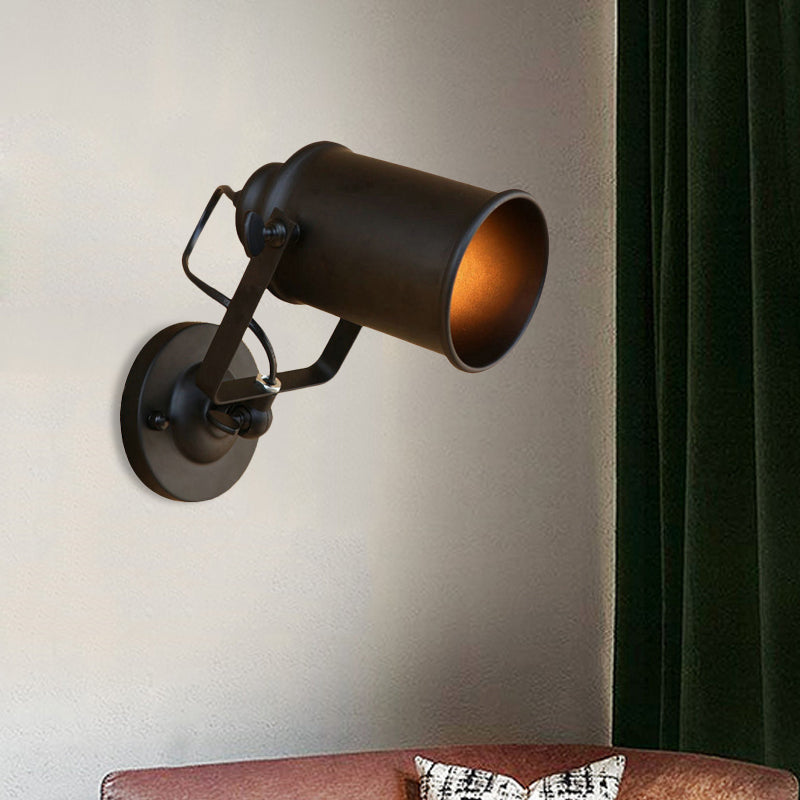 Siopsrl| Cylinder Metallic Wall Light Antique Style 1 Light Living Room Wall Mounted Light in Black/Rust
