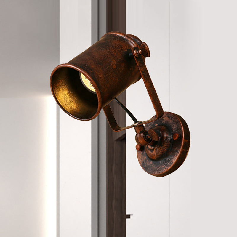 Siopsrl| Cylinder Metallic Wall Light Antique Style 1 Light Living Room Wall Mounted Light in Black/Rust