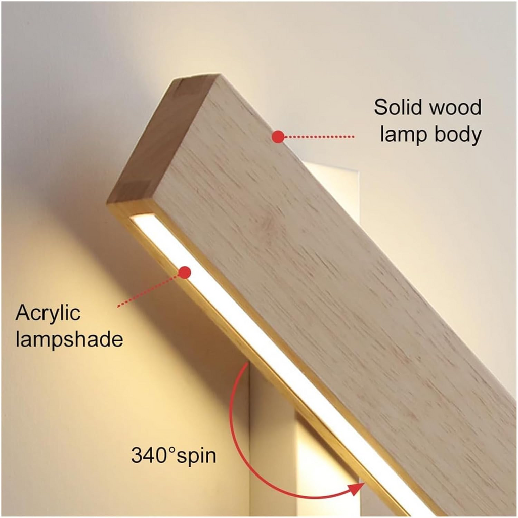Siopsrl| Wall Light With Rotatable Wood LED Design