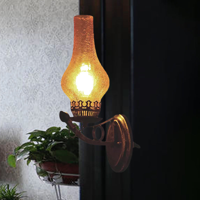 Siopsrl| A light wall lamp light industrial crackle glass vase shape lighting fixture in yellow, 3.5"/5"/14.5" wide