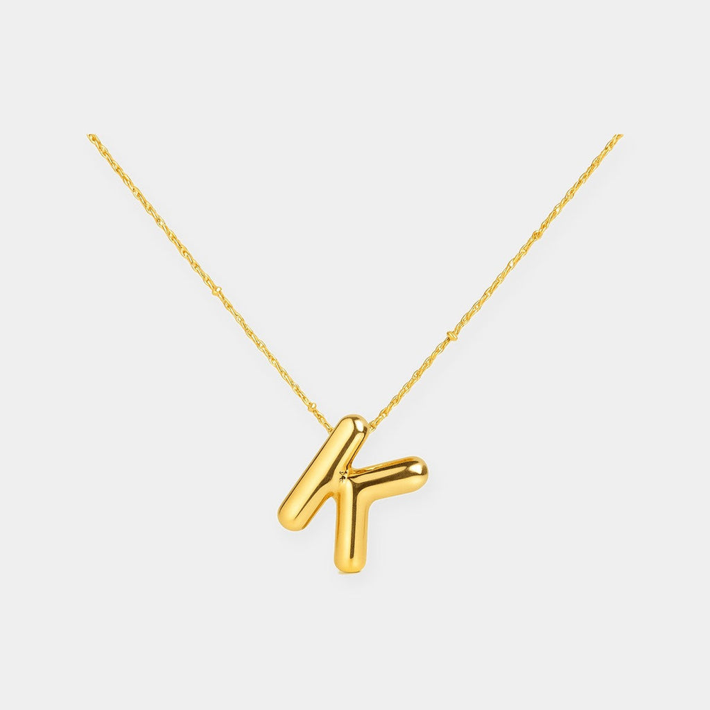 Bubble Letter Initial Necklace