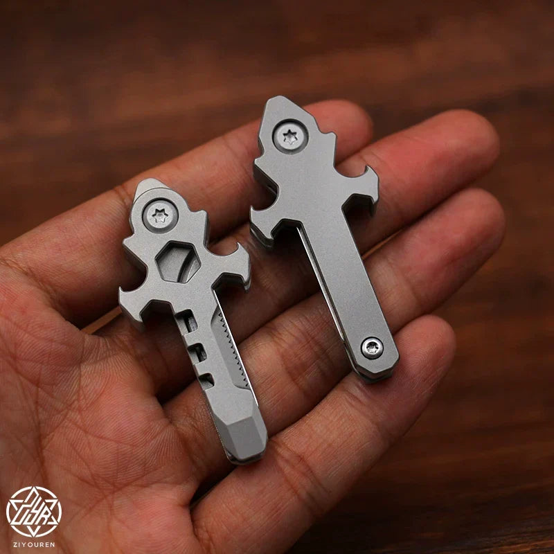 Siopsrl| Titanium Multi-Tool Keychain: Mini EDC Gadget with Bottle Opener & Box Cutter
