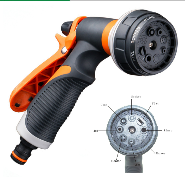 Siopsrl| Multi-functional garden spray nozzle with 9 spray patterns – Ergonomic spray nozzle for garden irrigation