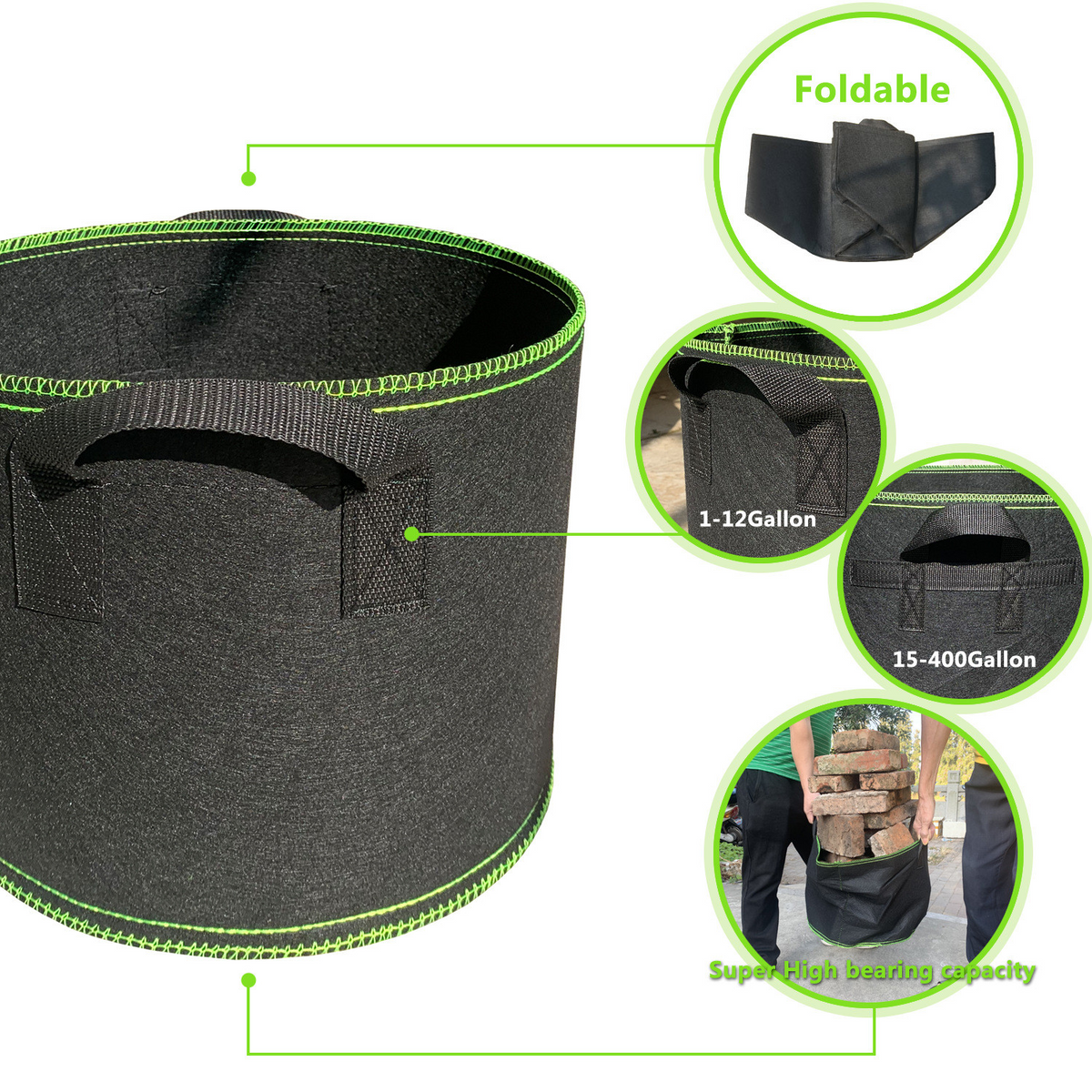 Siopsrl| Planting bag made of nonwoven fabric – Robust garden container with handles for plants
