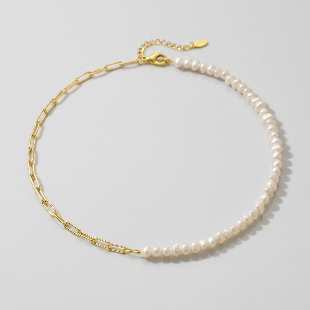 Rhoni Paper Clip Pearl Bracelet and Necklace