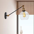 Siopsrl| Clear Glass Globe Wall Lighting Country House 1 Light Living Room Fixture in Black/ Brass/ Bronze with Arm, 8"/12" L