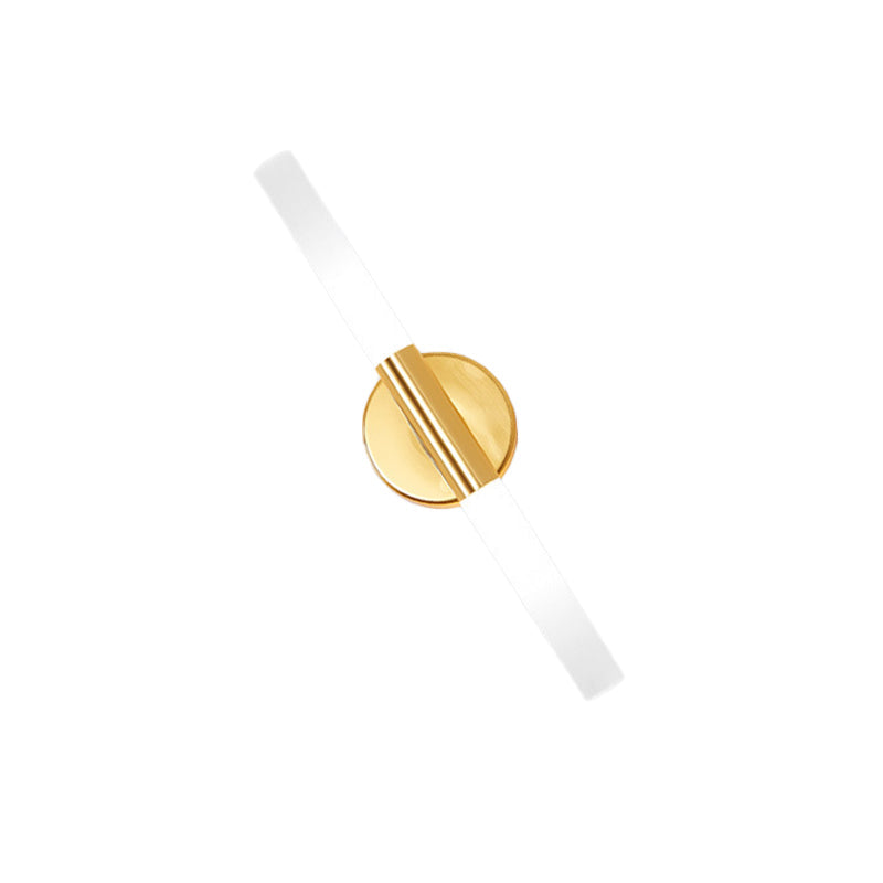 Siopsrl| Minimalist Slim Tubular Wall Lamp White Glass LED Corner Wall Lighting Fixture in Brass