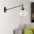 Siopsrl| 1 Light Indoor Lighting Fixture Farmhouse Black/Bronze/Brass Wall Lamp with Pear Clear Glass Shade, 8"/12" L Arm