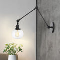 Siopsrl| Globe Clear/Amber Glass Wall Mounted Lighting Vintage 1 Light Indoor Sconces in Brass/Chrome/Black with Adjustable Arm, 8"+8"/8"+8"+8" L