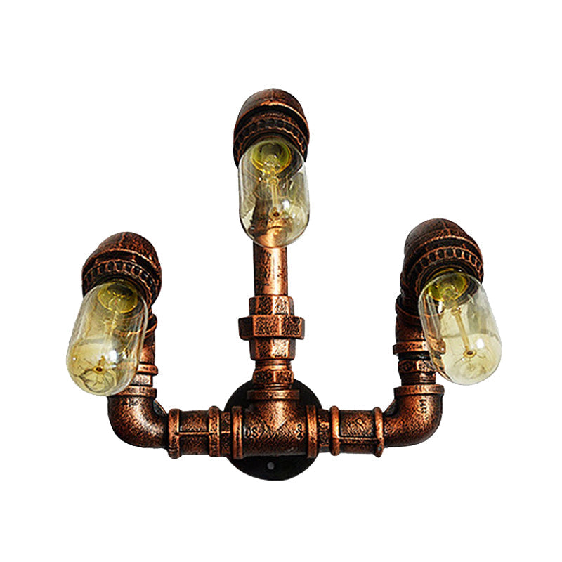 Siopsrl| 3 Bulb Wall Sconce Lighting Farmhouse Curved Arm Metal Wall Mounted Lamp in Rust for Bar