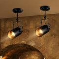 Siopsrl| Farmhouse Cylinder Sconce Lighting 1-Light Iron Wall Lamp Fixture in Black with Adjustable Handle