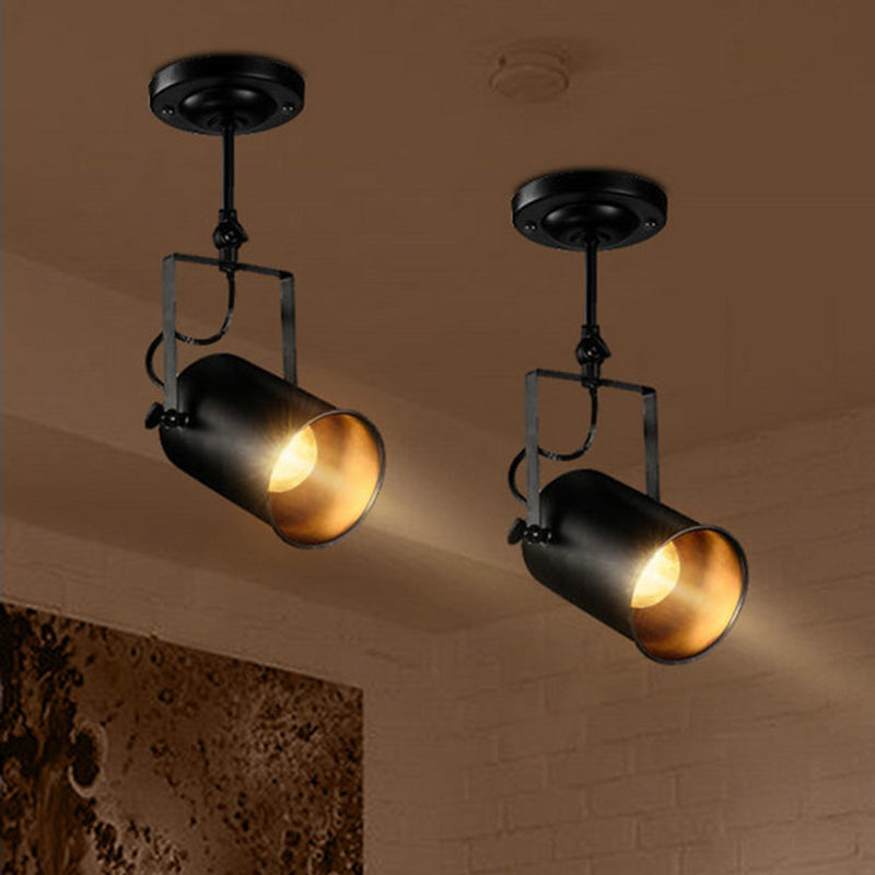 Siopsrl| Farmhouse Cylinder Sconce Lighting 1-Light Iron Wall Lamp Fixture in Black with Adjustable Handle