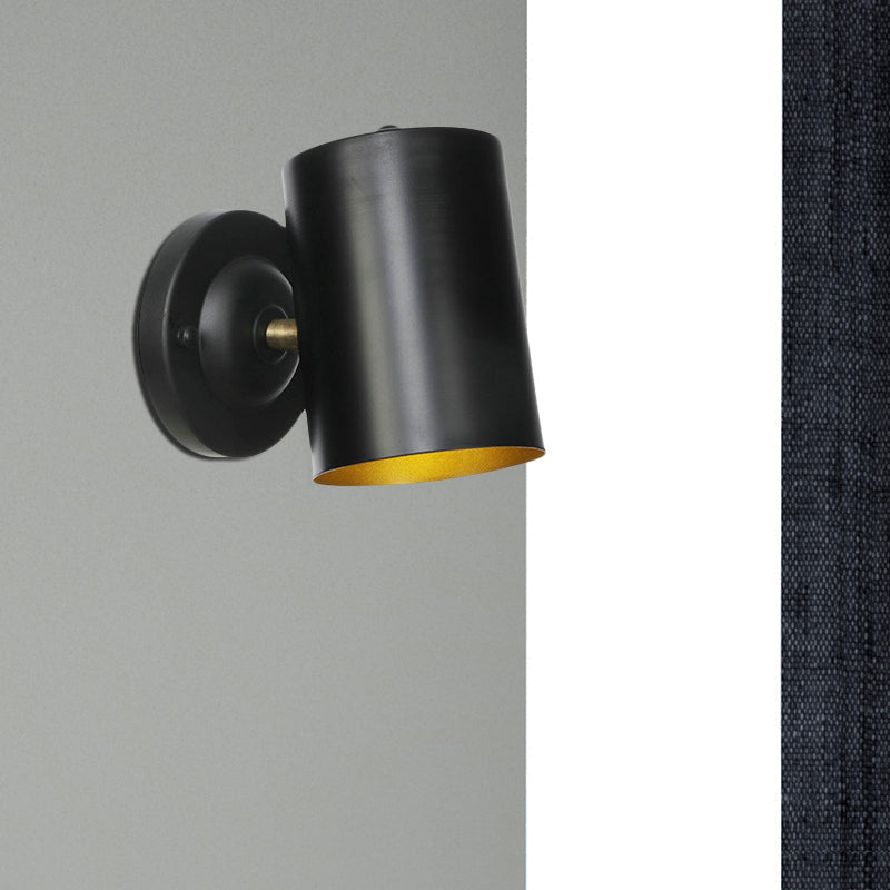 Siopsrl| 1 Light Cylindrical Wall Lamp Fixture Farmhouse Black Finish Metal Wall Mount Wall Lamp for Bedside, 4"/6" W