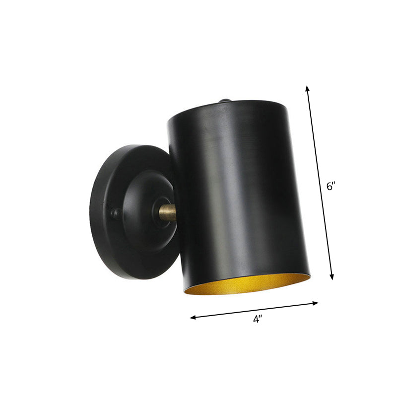 Siopsrl| 1 Light Cylindrical Wall Lamp Fixture Farmhouse Black Finish Metal Wall Mount Wall Lamp for Bedside, 4"/6" W