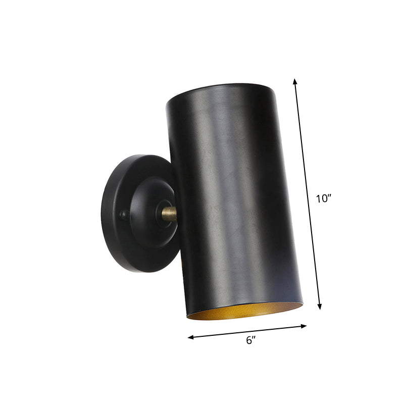 Siopsrl| 1 Light Cylindrical Wall Lamp Fixture Farmhouse Black Finish Metal Wall Mount Wall Lamp for Bedside, 4"/6" W