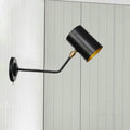 Siopsrl| Right Angle Arm Iron Wall Light Vintage 1-Light Study Room Wall Mount Fixture in Black with Cylinder Shade, 6"/10" H