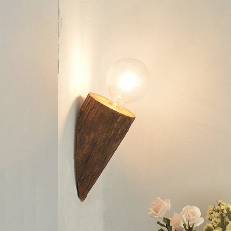 Siopsrl| Shaped tube wood wall lighting unit country house 1-head living room wall-mounted wall lamp in brown