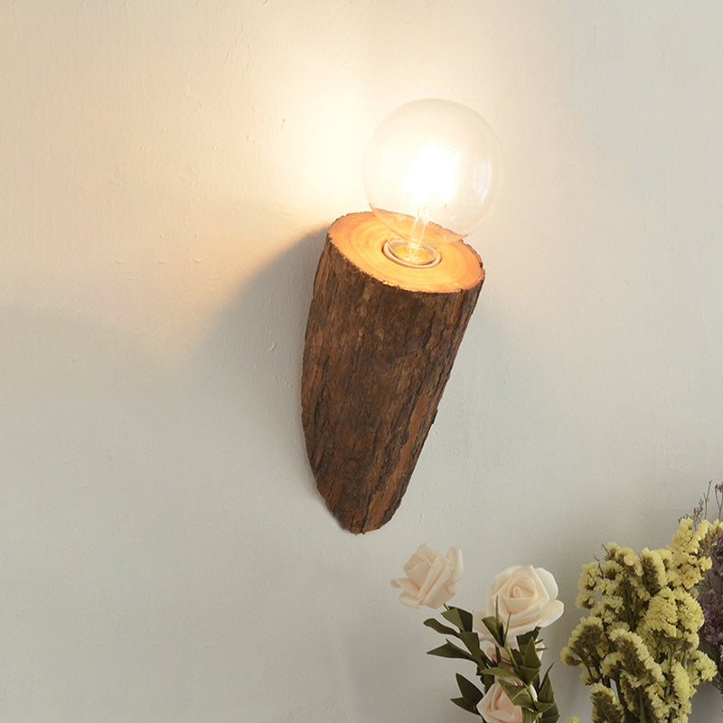Siopsrl| Shaped tube wood wall lighting unit country house 1-head living room wall-mounted wall lamp in brown