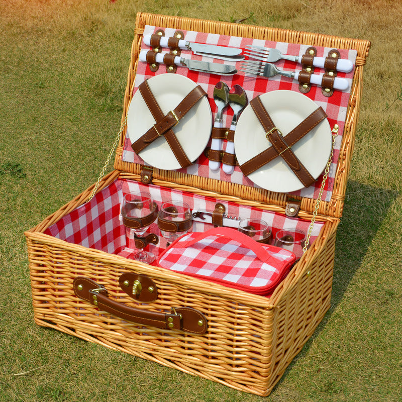 Women's picnic basket with integrated dish set and stylish accessories Siopsrl