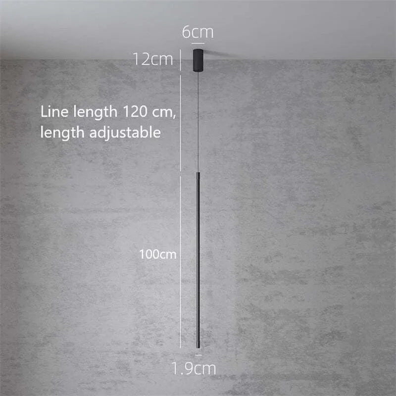 Siopsrl| Pendant Light Slim Black Metal Bedroom Lamp
