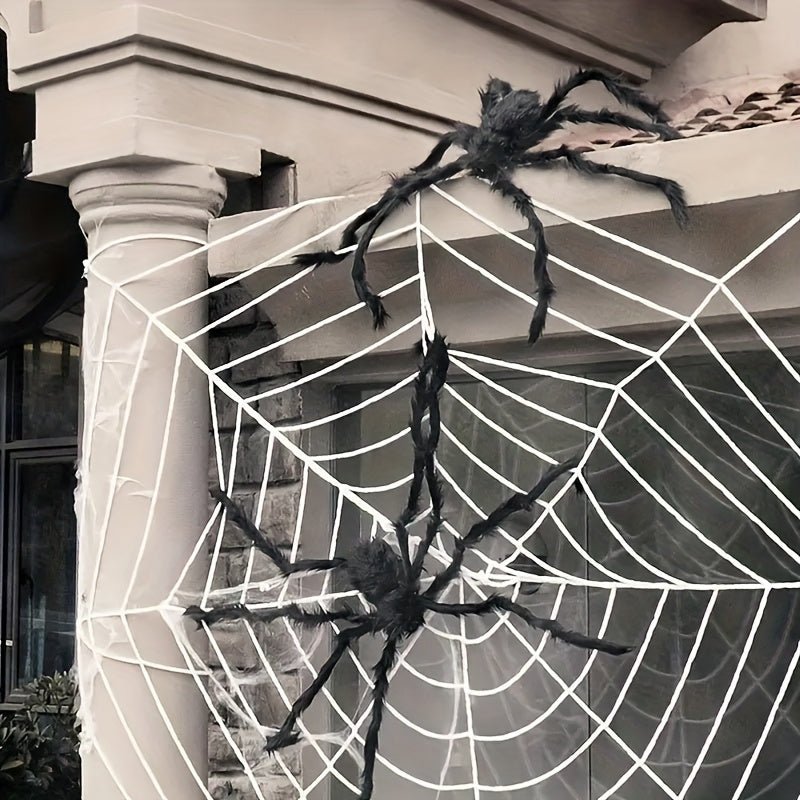 Siopsrl| WebCreeper Halloween Decoration Set – 2 Giant Spiders 50cm with Stretchy Spider Web