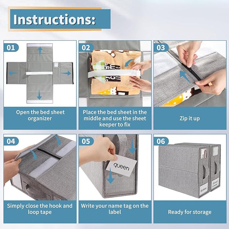 Siopsrl| foldable bed sheet set organizer