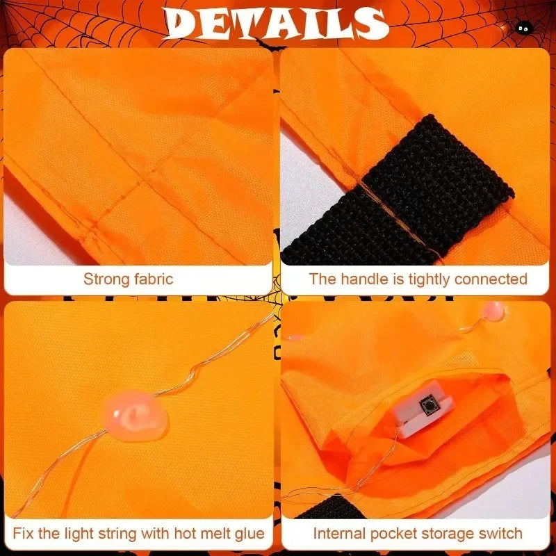 Siopsrl| Light Up Pumpkin Halloween Treat Bag
