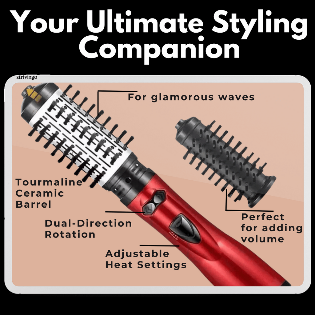 siopsrl | 3-in-1 Rotating Hair Dryer and Styler with Adjustable Temperature for Effortless Curls and Waves