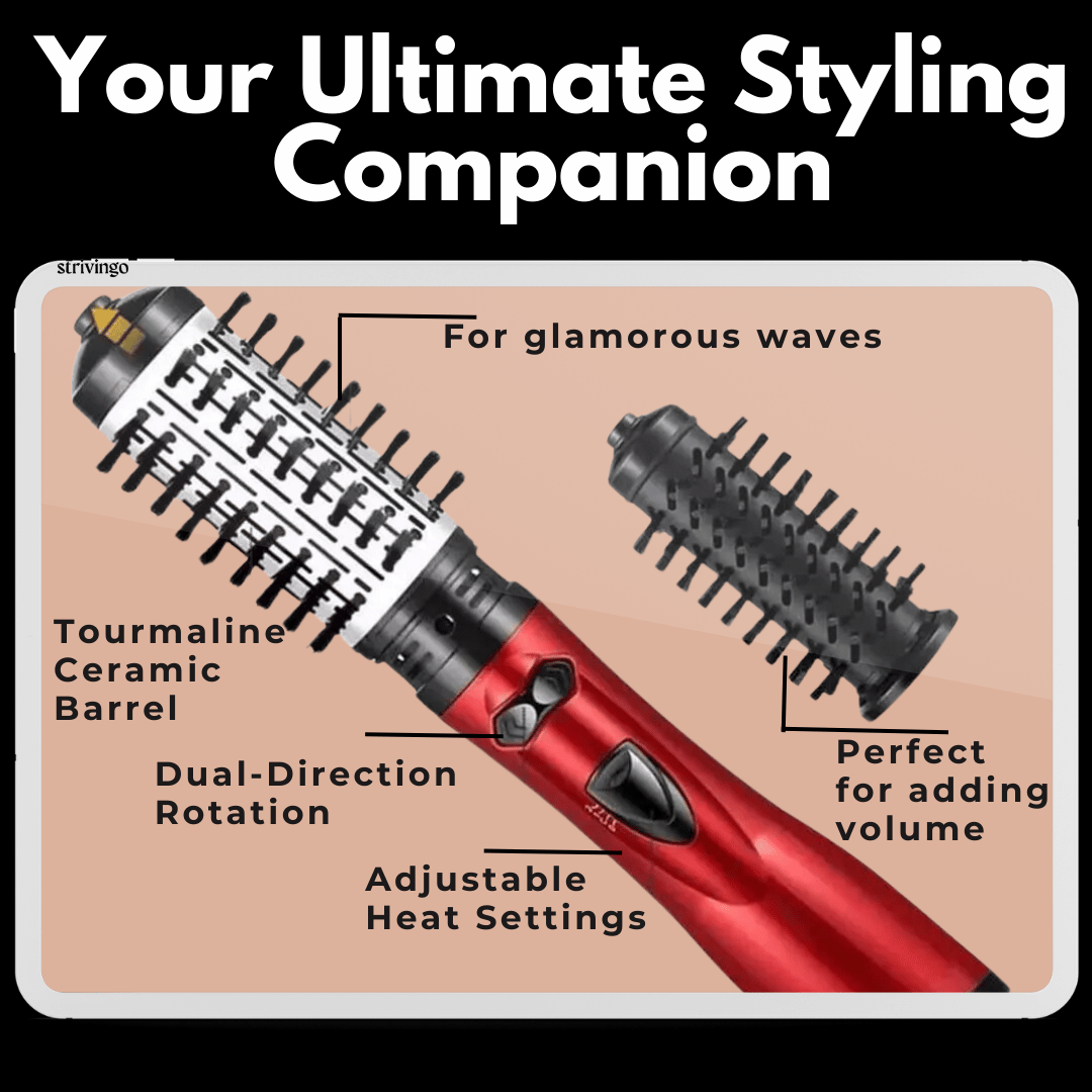siopsrl | 3-in-1 Rotating Hair Dryer and Styler with Adjustable Temperature for Effortless Curls and Waves