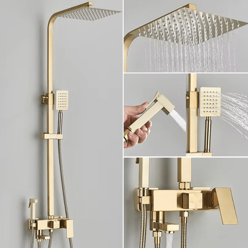 Siopsrl| RainFlow Luxe Rain Shower Set – adjustable brass shower fixture with 4 functions