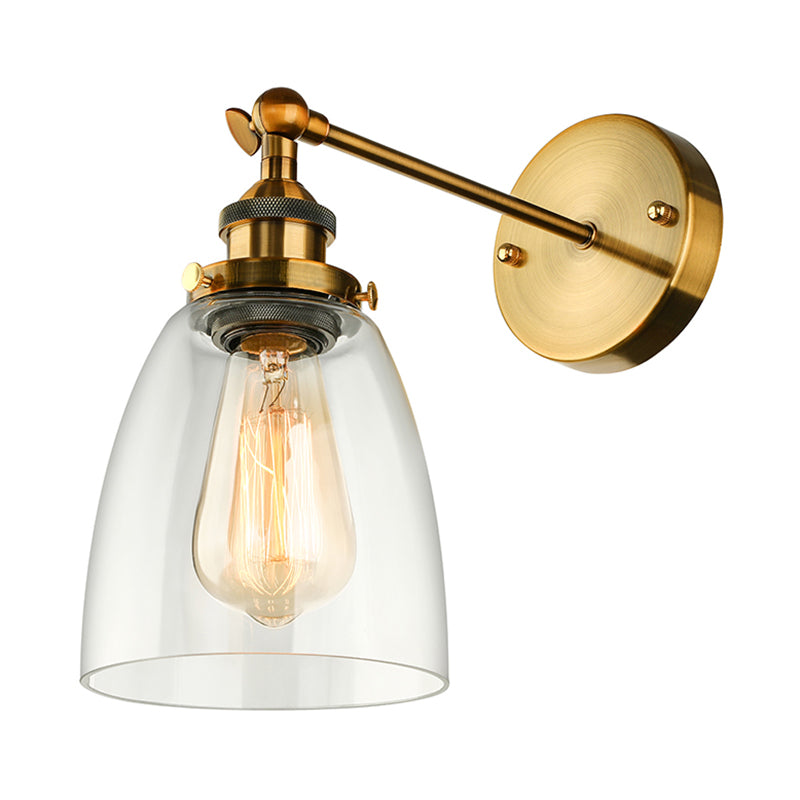 Siopsrl| Bronze/Brass/Copper One Light Wall Lamp Vintage Style Clear Glass Tapered Lighting Fixture for Living Room