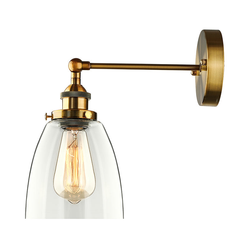 Siopsrl| Bronze/Brass/Copper One Light Wall Lamp Vintage Style Clear Glass Tapered Lighting Fixture for Living Room