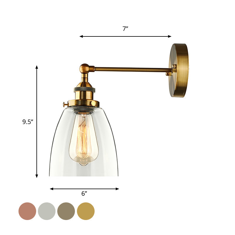 Siopsrl| Bronze/Brass/Copper One Light Wall Lamp Vintage Style Clear Glass Tapered Lighting Fixture for Living Room