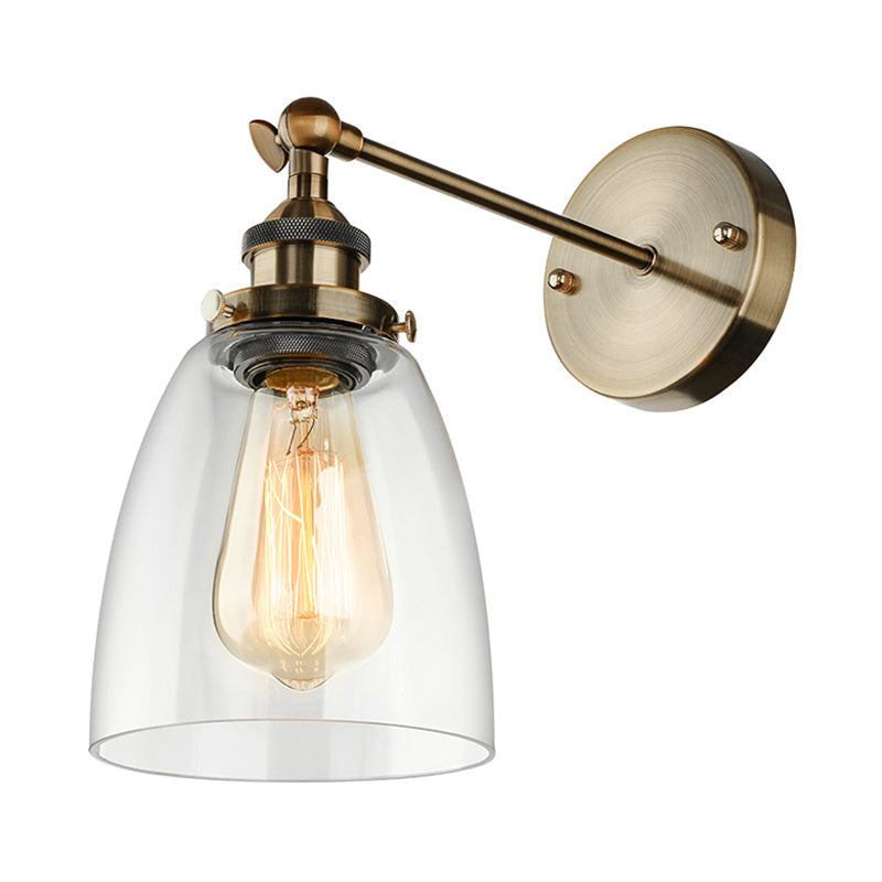 Siopsrl| Bronze/Brass/Copper One Light Wall Lamp Vintage Style Clear Glass Tapered Lighting Fixture for Living Room