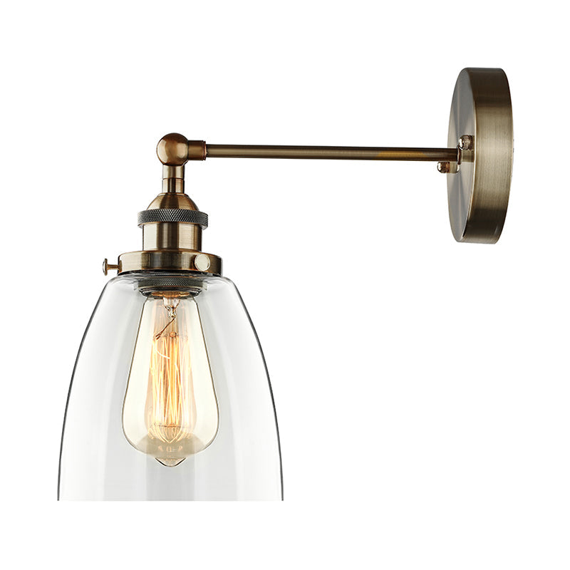 Siopsrl| Bronze/Brass/Copper One Light Wall Lamp Vintage Style Clear Glass Tapered Lighting Fixture for Living Room
