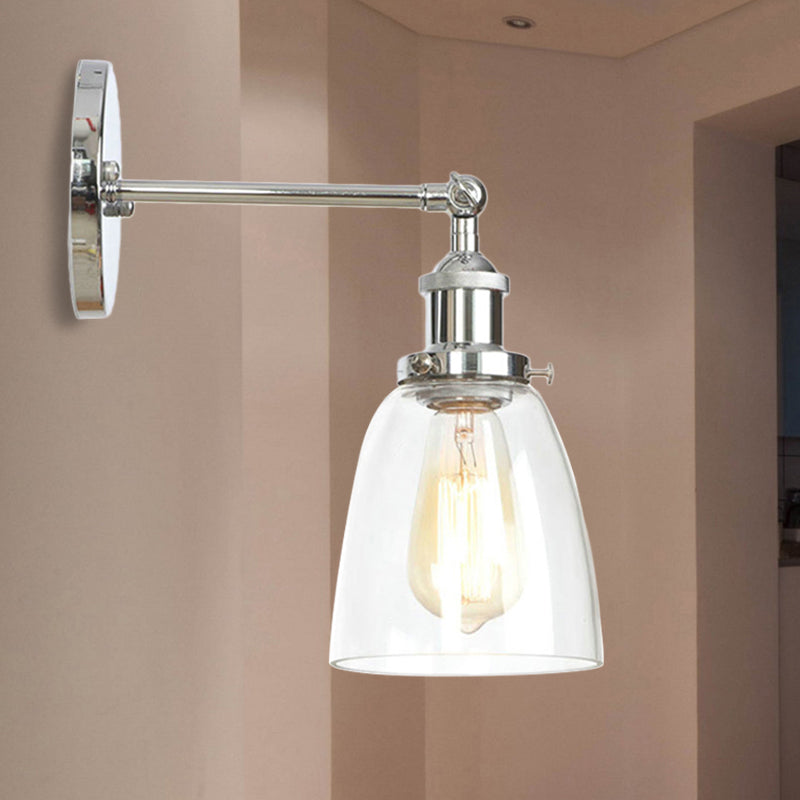 Siopsrl| Bronze/Brass/Copper One Light Wall Lamp Vintage Style Clear Glass Tapered Lighting Fixture for Living Room