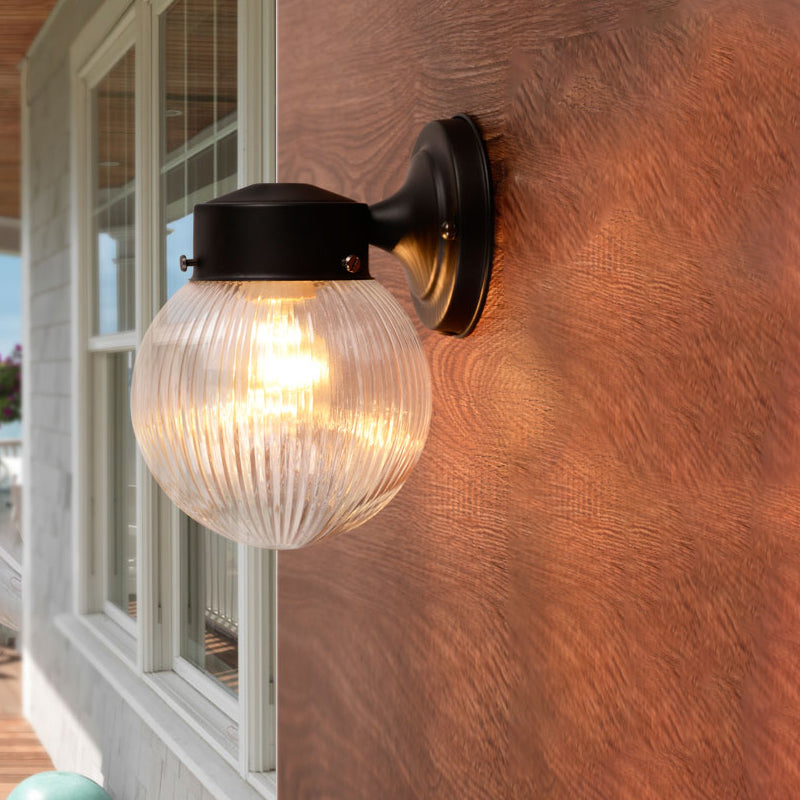 Siopsrl| Globe Wall Lamp Vintage 1 Light Mini Wall Fixture with White/Clear Glass Shade for Bathroom