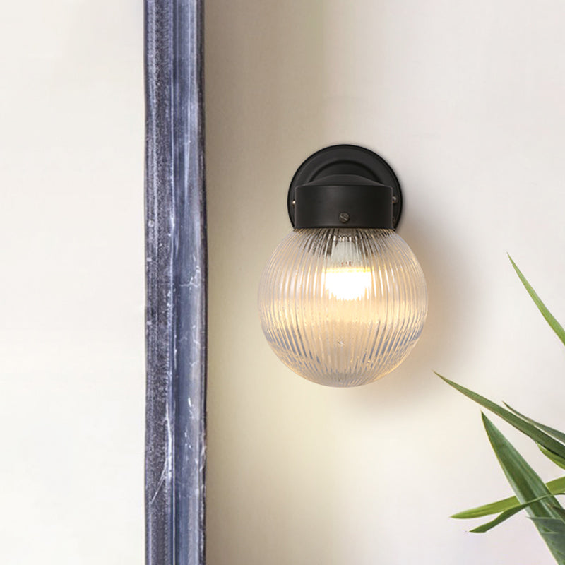 Siopsrl| Globe Wall Lamp Vintage 1 Light Mini Wall Fixture with White/Clear Glass Shade for Bathroom