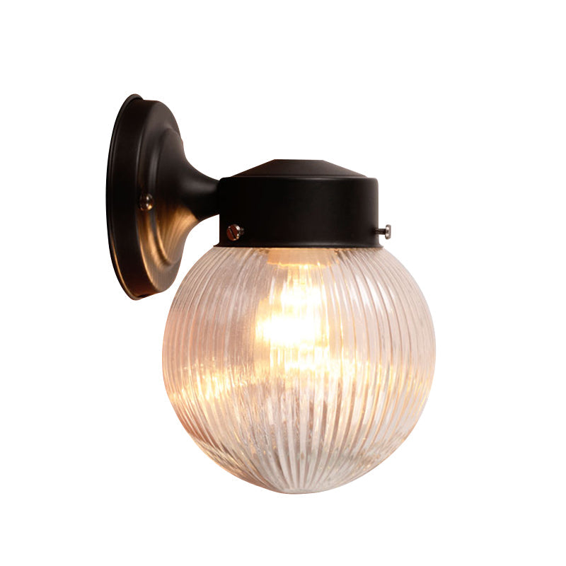 Siopsrl| Globe Wall Lamp Vintage 1 Light Mini Wall Fixture with White/Clear Glass Shade for Bathroom